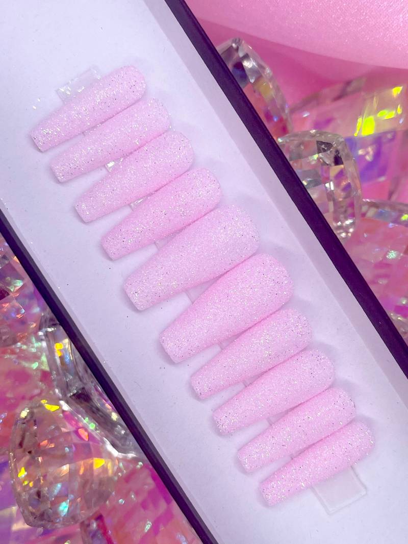 Prinzessin | Pink Sugar Glitter Press On Nails Rosa Nägel von PinkiePromisesCo