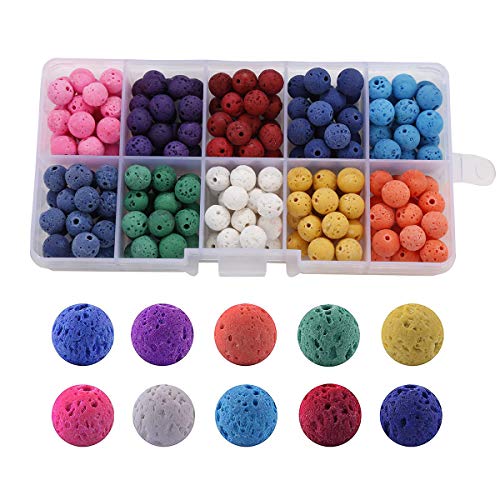 200 runde Lavastein-Perlen, zum Basteln, lose Vulkanstein-Chakra-Perlen, Lava-Perlen-Set für die Herstellung von ätherischen Ölen, Diffusor-Schmuck, Halsketten, Armbändern und Rosenkranz-Malas (8 mm) 200 runde Lavastein-Perlen, zum Basteln, lose Vulkanstein-Chakra-Perlen, Lava-Perlen-Set für die Herstellung von ätherischen Ölen, Diffusor-Schmuck, Halsketten, Armbändern und Rosenkranz-Malas (8 mm) von Pinklife