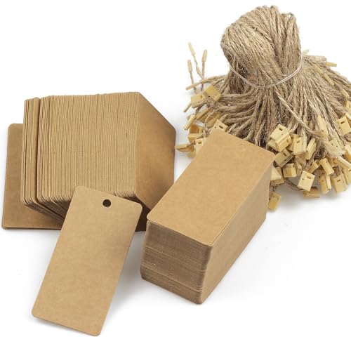 200 Stück Kraftpapier-Hängeetiketten mit 200 Hanfschnur, 7,9 x 4,1 cm, Markierungspreisschilder, beschreibbares Hängeetikett, Namensschilder für Kleidung, Schmuck, Urlaubsgeschenke, Bastelarbeiten 200 Stück Kraftpapier-Hängeetiketten mit 200 Hanfschnur, 7,9 x 4,1 cm, Markierungspreisschilder, beschreibbares Hängeetikett, Namensschilder für Kleidung, Schmuck, Urlaubsgeschenke, Bastelarbeiten von Pinladies