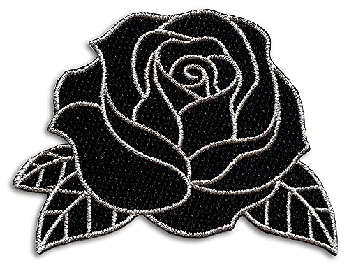 Pinsanity Aufnäher zum Aufbügeln für Jacken, Motiv: schwarze Rose, bestickt Pinsanity Aufnäher zum Aufbügeln für Jacken, Motiv: schwarze Rose, bestickt von Pinsanity