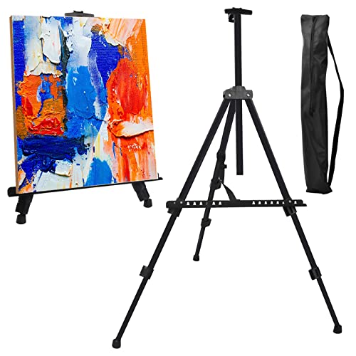 Pinsheng Staffelei für Malerei Leinwand Kunst Staffelei für Tischplatte & Boden 50 cm bis 160 cm Verstellbare Easel Leinwand Ständer mit Tragbarer Tasche Für Leinwand/Poster/Hochzeit,Schwarz von Pinsheng