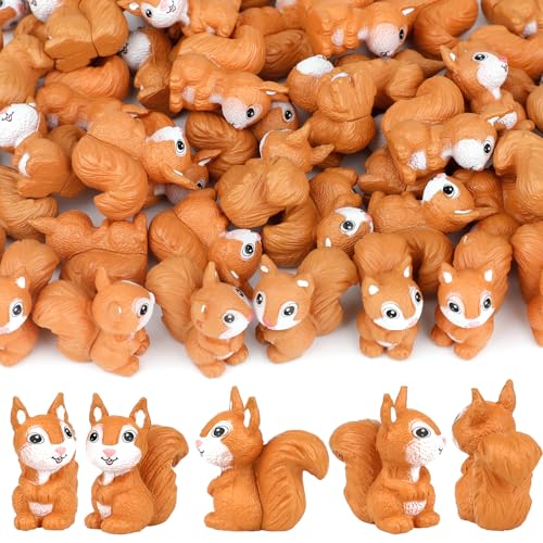 Mini-Eichhörnchen-Figuren aus Harz, niedliches Eichhörnchen-Design, Cupcake-Topper für Wald, Garten, Mikro-Landschaft, Geburtstagsdekoration, Partyzubehör, Schule, DIY-Projekt, 50 Stück von Pinsit