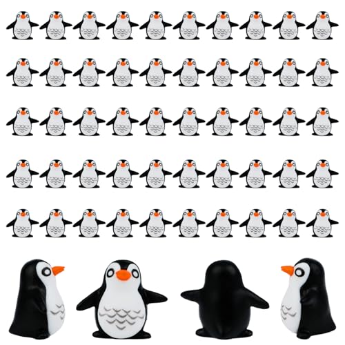 Mini-Pinguin-Figuren, Mini-Pinguin-Figuren, Kunstharz, niedlicher Pinguin-Kuchenaufsatz für Feengarten, Mikro-Landschaft, Geburtstagsdekoration, Partyzubehör, Schulprojekt, Winter, Weihnachten, 50 von Pinsit