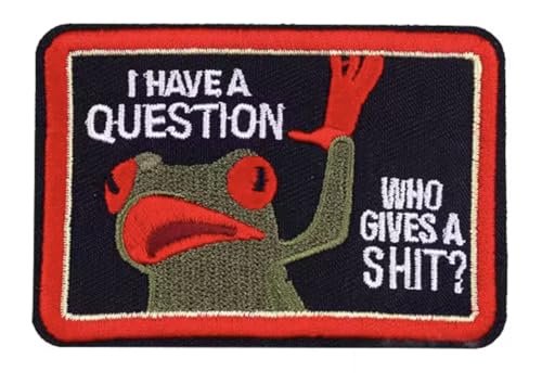Aufbügler mit Aufschrift "I Have a Question Who Gives A Sh*t Tree Frog Don't Care" Lustiger Witz Büro Humor Apathie Apathie Gelangweile Langeweile Gleichgültigkeit Ambivalenz 8 cm Bügelbild für von Pinstant