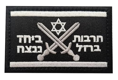 Israel Iron Swords Military Forces Moral Insignia Emblem Symbol Israelische taktische Flagge jüdischer Davidstern Verteidigungsarmee Corps Kommando-Soldat 8,1 cm Klettverschluss bestickt Patch für von Pinstant