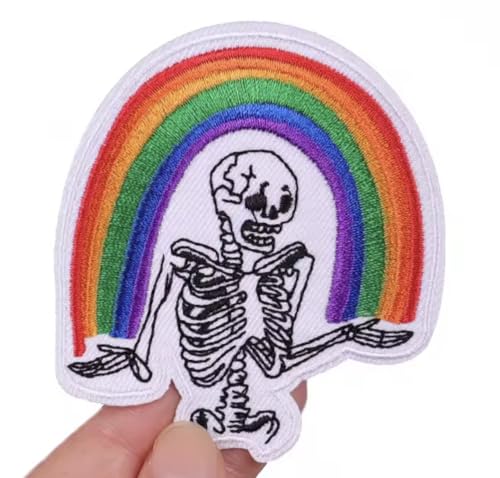 Skeleton Dead Death Skull Shrug Rainbow LGBTQ Gay Rights Pride 7,4 cm bestickter thermoklebender Aufnäher für Kleidung Skeleton Dead Death Skull Shrug Rainbow LGBTQ Gay Rights Pride 7,4 cm bestickter thermoklebender Aufnäher für Kleidung von Pinstant