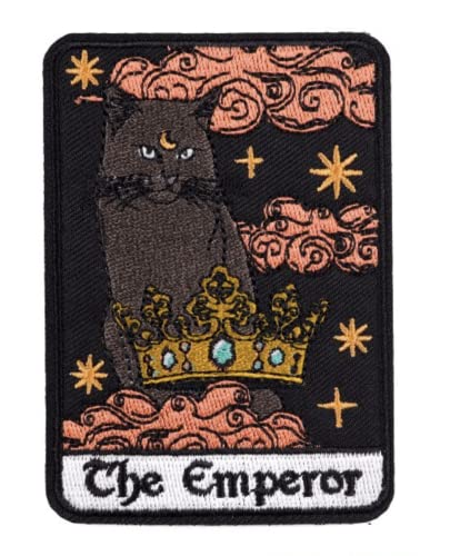 The Emperor Cat Crown Tarotkarte Fortune Telling 9,1 cm Aufnäher zum Aufbügeln für Kleidung von Pinstant