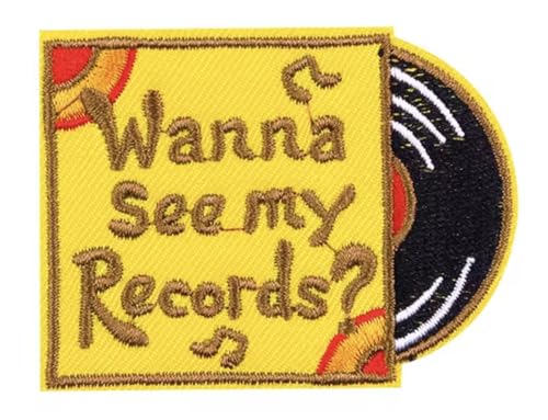 Wanna See My Records? Vinyl Record Records Player Music Lover Sound Classic Album 6.1 cm Iron On Embroidered Patch for Clothing Wanna See My Records? Vinyl Record Records Player Music Lover Sound Classic Album 6.1 cm Iron On Embroidered Patch for Clothing von Pinstant