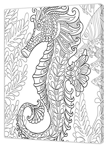 Pintcolor 7169.0 Keilrahmen mit Leinwand Bedruckt zum Ausmalen, Tannenholz/Baumwolle, Weiß/Schwarz, 40 x 50 x 3.5 cm von Pintcolor