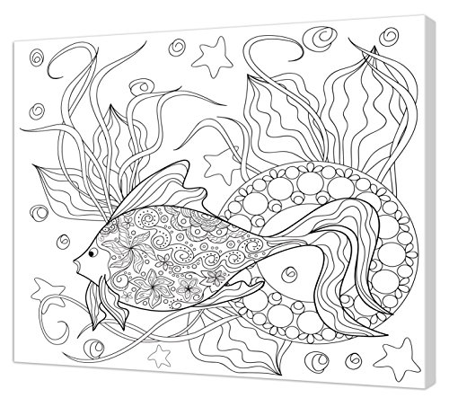 Pintcolor 7170.0 Keilrahmen mit Leinwand Bedruckt zum Ausmalen, Tannenholz/Baumwolle, Weiß/Schwarz, 50 x 40 x 3.5 cm von Pintcolor