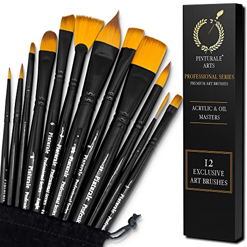 Pinturale Pinselset Acrylfarben für Profis | Acrylic & Oil Masters | 12-Teiliges Pinsel Set für Acrylfarben und Öl | Pinsel Acrylfarbe, Acryl Pinsel, Ölpinsel, Pinselset Malen, Künstlerpinsel Schwarz Pinturale Pinselset Acrylfarben für Profis | Acrylic & Oil Masters | 12-Teiliges Pinsel Set für Acrylfarben und Öl | Pinsel Acrylfarbe, Acryl Pinsel, Ölpinsel, Pinselset Malen, Künstlerpinsel Schwarz von Pinturale Arts