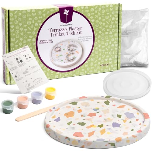 Pinwheel Crafts Terrazzo Gips-Schmuckschalen-Set – Bastelset für Mädchen im Alter von 6–12 Jahren – Machen Sie Ihre eigene Schmuckschale mit Farbe, Form und Gips – kreatives Geburtstagsgeschenk für Pinwheel Crafts Terrazzo Gips-Schmuckschalen-Set – Bastelset für Mädchen im Alter von 6–12 Jahren – Machen Sie Ihre eigene Schmuckschale mit Farbe, Form und Gips – kreatives Geburtstagsgeschenk für von Pinwheel Crafts