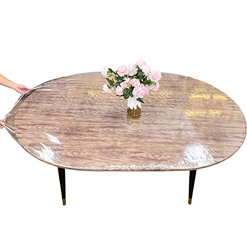 Transparente Vinyl-Tischdecke, oval, elastische Kanten, wasserdicht, öldicht, Kunststoffabdeckung, nur für 122 x 172 cm große ovale Tische Transparente Vinyl-Tischdecke, oval, elastische Kanten, wasserdicht, öldicht, Kunststoffabdeckung, nur für 122 x 172 cm große ovale Tische von Pioggia