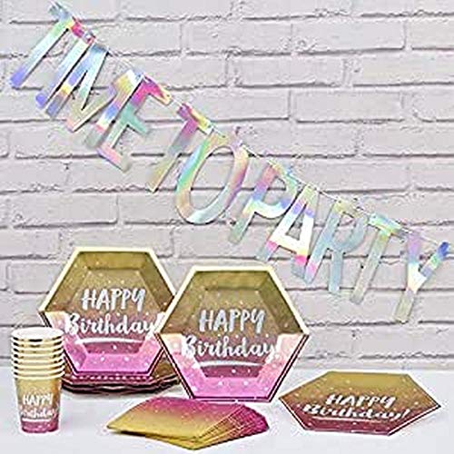 Pioneer Europe 17719 Geburtstagsparty Roségold Ombre Set für 8 Gäste mit einer Party-Wimpelkette von Pioneer Europe