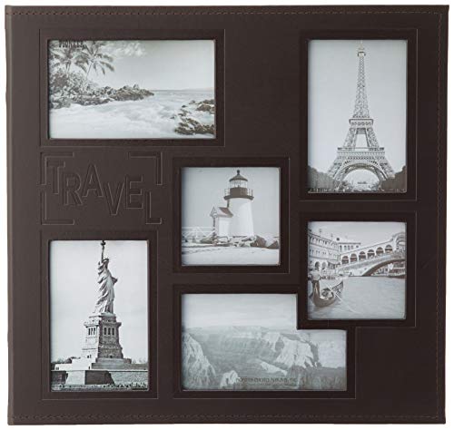 Pioneer Photo Albums EZ Load Speicheralbum – 30,5 x 30,5 cm – 20 Seiten oben laden – geprägter genähter Kunstleder-Collagenrahmen – Reise – Braun von Pioneer Photo Albums