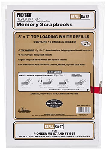 Pioneer RW57 Scrapbook-Seiten, Polypropylen (PP), weiß, 5"x7" von Pioneer