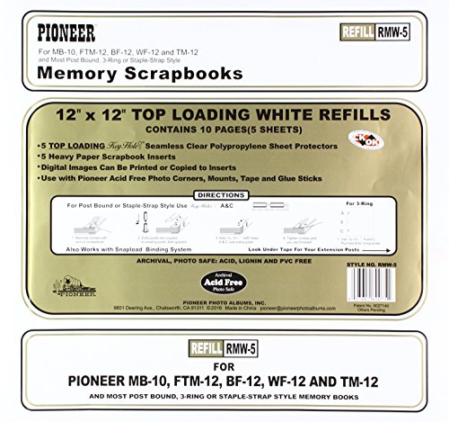 Pioneer RMW-5 Seitenschutz, 30,5 x 30,5 cm, für 10 Seiten, W5 Wt Einsatz, 5 Stück, 1, Weiß, 12"x12", 5 von Pioneer Photo Albums