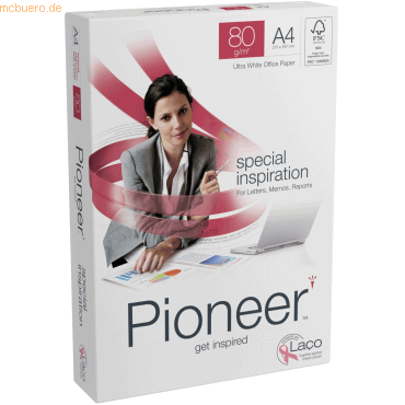 5 x Pioneer Kopierpapier Pioneer weiß 2x gelocht 80g/qm A4 VE=500 Blat von Pioneer