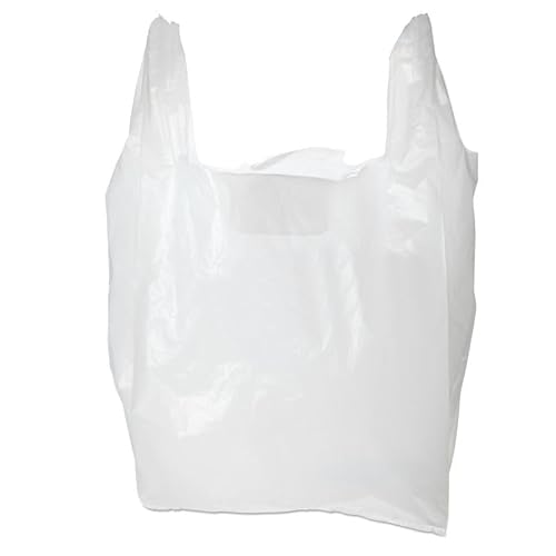 Hemdchentragetaschen 25+14x43 cm Weiß Plastiktüten HDPE Tragetaschen Einkaufstüten Hemdchenbeutel geeignet für Lebensmittel (3000) von Pioneer