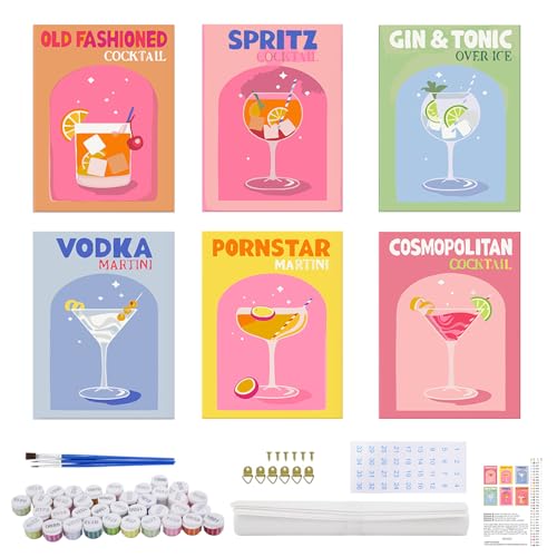 Pipihome 6 Stück Malen nach Zahlen Erwachsene, Paint by Numbers Cocktail Malen Set, Diy Set Cocktail Malen Erwachsene für Erwachsene und Anfänger, Home Décor, Ohne Rahmen 20x30cm Pipihome 6 Stück Malen nach Zahlen Erwachsene, Paint by Numbers Cocktail Malen Set, Diy Set Cocktail Malen Erwachsene für Erwachsene und Anfänger, Home Décor, Ohne Rahmen 20x30cm von Pipihome