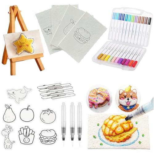 Pipihome Magic Puffy Paint, Schwammbilder Malset für Kinder, 3D Zeichnen Schaum Textur Malset, Magisches DIY Foam Texture Painting Set mit Staffelei und 12 Farben Stifte Pipihome Magic Puffy Paint, Schwammbilder Malset für Kinder, 3D Zeichnen Schaum Textur Malset, Magisches DIY Foam Texture Painting Set mit Staffelei und 12 Farben Stifte von Pipihome