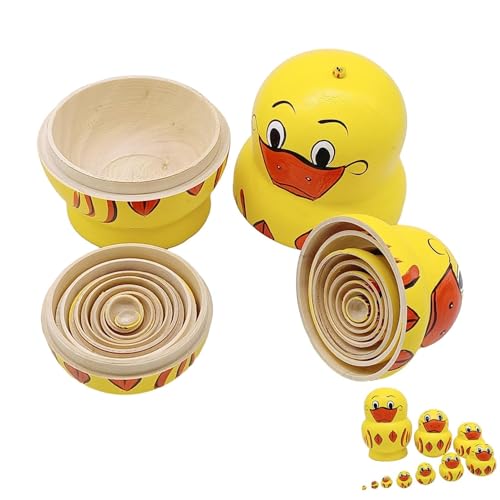 Russische Matroschka Puppen Spielzeug Set, 10-teilige Gelbe Matroschka Ente Aus Holz, Russische Matroschka Puppen Für Kinder, Russische Stapelpuppen Tischdekoration Für Schränke, Wohnzimmer Russische Matroschka Puppen Spielzeug Set, 10-teilige Gelbe Matroschka Ente Aus Holz, Russische Matroschka Puppen Für Kinder, Russische Stapelpuppen Tischdekoration Für Schränke, Wohnzimmer von Pipihome