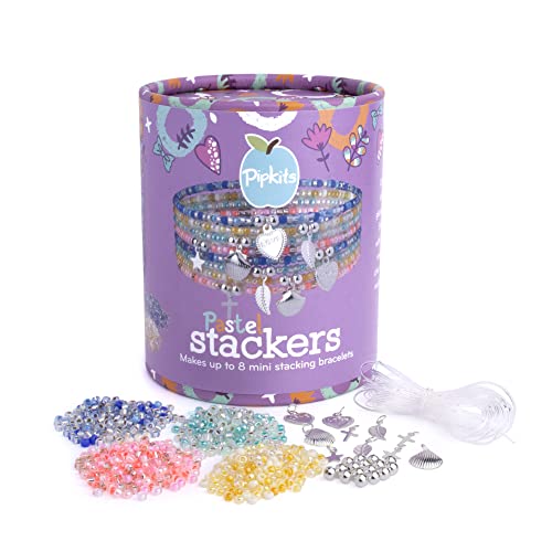 Pipkits Pastell Stackers Bettelarmband-Set Freundschaftsarmbänder für Kinder zur Herstellung von 8 stapelbaren Armbändern. von Pipkits