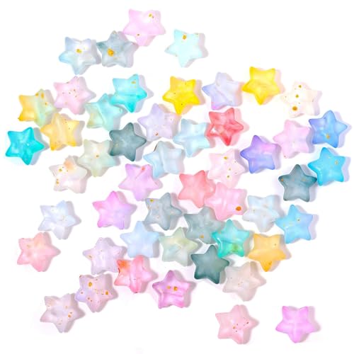 Piriuuo 100 Stück Acryl Stern Perlen, Blaue Sternperlen aus Acryl mit Löchern Süße Kleine Basteln Abstandsperlen für DIY Schmuckherstellung, Halsketten, Armbänder, Ohrringe, Schlüsselanhänger von Piriuuo