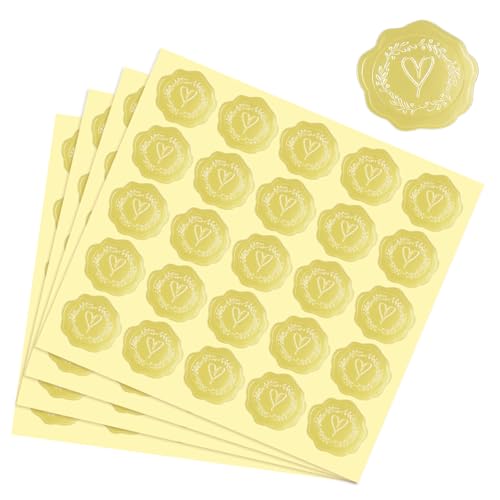 Piriuuo 100 Stück Goldene Selbstklebende Wachssiegel, Herz Wachssiegel Briefumschlag Aufkleber Geprägte Umschlagaufkleber Siegelaufkleber Hochzeit für Umschlag Postkarte Einladung Grußkarte Dekoration Piriuuo 100 Stück Goldene Selbstklebende Wachssiegel, Herz Wachssiegel Briefumschlag Aufkleber Geprägte Umschlagaufkleber Siegelaufkleber Hochzeit für Umschlag Postkarte Einladung Grußkarte Dekoration von Piriuuo