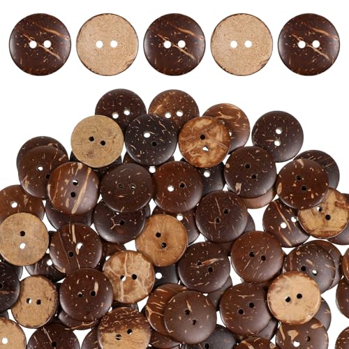 Piriuuo 100 Stück natürliche Kokosnussschalen-Knöpfe, große Größe, 1,9 cm Kokosnussknöpfe zum Nähen, 2 Löcher, Holzknöpfe für Hemden, Nähen, Basteln, Dekoration, 20 mm Piriuuo 100 Stück natürliche Kokosnussschalen-Knöpfe, große Größe, 1,9 cm Kokosnussknöpfe zum Nähen, 2 Löcher, Holzknöpfe für Hemden, Nähen, Basteln, Dekoration, 20 mm von Piriuuo