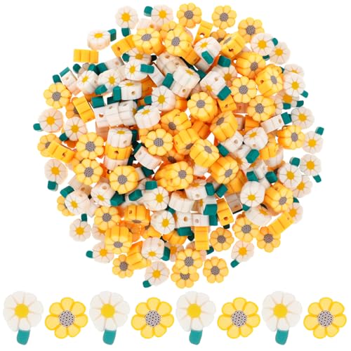 Piriuuo 200 Stück Perlen Blumen, Bunte Blumen Perlen aus Polymer Ton Bastelperlen zum Auffädeln Polymer Clay Perlen für Armbänder, Halsketten, Ohrringe, Fußkettchen, Schmuck, DIY Handwerk (Gelb, Weiß) Piriuuo 200 Stück Perlen Blumen, Bunte Blumen Perlen aus Polymer Ton Bastelperlen zum Auffädeln Polymer Clay Perlen für Armbänder, Halsketten, Ohrringe, Fußkettchen, Schmuck, DIY Handwerk (Gelb, Weiß) von Piriuuo