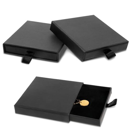 Piriuuo 3 Stück Schmuck Geschenkbox, 9 x 9 x 1,8 cm Kleine Schmuckschatulle Schmuck Box Schwarz Schmuckkasten Schmuckschatulle Papier Schmuckbox Geschenkbox für Halsketten, Ohrringe, Ringe, Armbände Piriuuo 3 Stück Schmuck Geschenkbox, 9 x 9 x 1,8 cm Kleine Schmuckschatulle Schmuck Box Schwarz Schmuckkasten Schmuckschatulle Papier Schmuckbox Geschenkbox für Halsketten, Ohrringe, Ringe, Armbände von Piriuuo