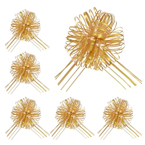 Piriuuo 6 Stück Große Geschenk Schleife mit Geschenkband, Zugschleifen Geschenkverpackungs Zugschleifen mit Band Goldene Schleifen zum Verpacken von Geschenken für Hochzeit,Geburtstag & Weihnachten Piriuuo 6 Stück Große Geschenk Schleife mit Geschenkband, Zugschleifen Geschenkverpackungs Zugschleifen mit Band Goldene Schleifen zum Verpacken von Geschenken für Hochzeit,Geburtstag & Weihnachten von Piriuuo