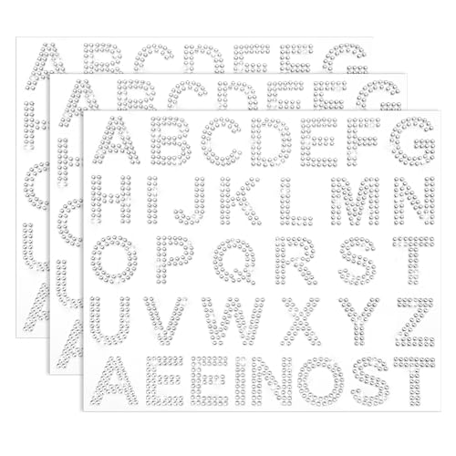 Piriuuo 78 Stück/3 Blatt Strass Buchstaben Aufkleber, Silber Flash Buchstaben Aufkleber Set Selbstklebend Wasserdichte Acryl Sticker Glitzernde Diamant Alphabet Aufkleber für DIY Basteldekore von Piriuuo