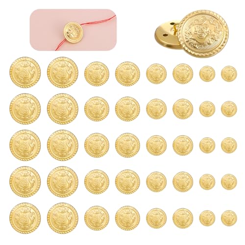 Piriuuo Goldknöpfe für Blazer, 15 mm, 18 mm, 20 mm und 25 mm, Metallknöpfe, Set für Kleidung, Anzüge, Mäntel, Uniformen und Jacken, 40 Stück Piriuuo Goldknöpfe für Blazer, 15 mm, 18 mm, 20 mm und 25 mm, Metallknöpfe, Set für Kleidung, Anzüge, Mäntel, Uniformen und Jacken, 40 Stück von Piriuuo