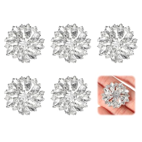 Piriuuo Strass-Knöpfe, 26 mm, glitzernde Schneeflocken-Knöpfe für Kleidung, Basteln, Hochzeitsdekoration, 6 Stück von Piriuuo