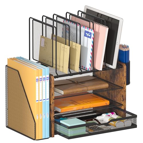 Piskyet Hängeregistratur-Organizer aus Holz, Netzstoff, Aktenordner, Aktenbox, Aktenschrank, Einsätze, Aufbewahrungsbox, Briefgröße von Piskyet