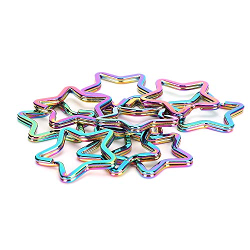 10 Stück Stern-Schlüsselanhänger, Bunte Pentagramm-förmige Schlüsselanhänger, Geteilte Metall-Schlüsselanhänger, Ring, Schlüsselanhänger, Zubehör, Verbinder für DIY-Schmuck, 10 Stück Stern-Schlüsselanhänger, Bunte Pentagramm-förmige Schlüsselanhänger, Geteilte Metall-Schlüsselanhänger, Ring, Schlüsselanhänger, Zubehör, Verbinder für DIY-Schmuck, von Pissente