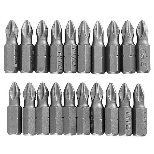 Pissente Elektrische Schraubendreherbit Set, 20pcs S2 Stahlkreuzmagnetagnetbohrbits Ph2 X 25 Mm mit Starkem Magnet für Nicht Genaue Wartung von Pissente