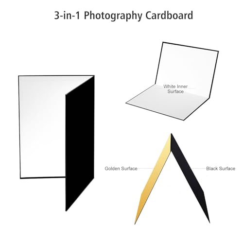 Pissente Vielseitige Reflexionsfotografie-Kartonständer, Mehrzweckfaltbares Reflexionsplatte mit 3 Farben in 1, Einfach zu Verwenden, die für Produkte, Schmuck, Kosmetik, Leicht zu Verwenden Ist (A3) von Pissente