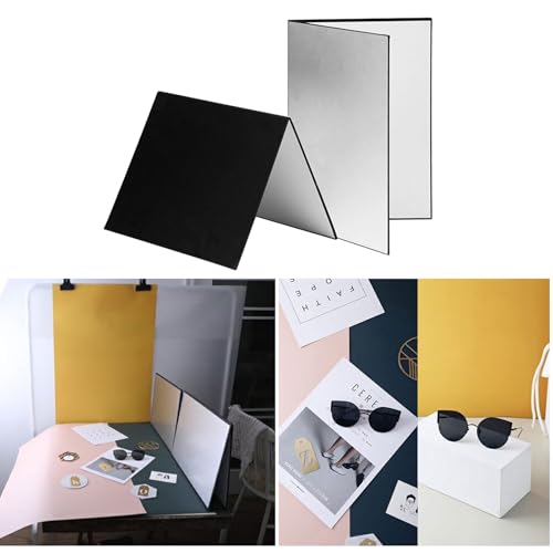Pissente Vielseitige Reflexionsfotografie-Kartonständer, Mehrzweckfaltbares Reflexionsplatte mit 3 Farben in 1, Einfach zu Verwenden, die für Produkte, Schmuck, Kosmetik, Leicht zu Verwenden Ist (A3) von Pissente
