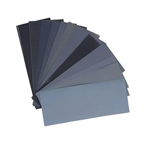 Schleifpapier Nass Trocken Wasserfest, 120 Bis 3000 Körnung 14-teiliges Set für Holz Metall Polieren mit Premium Harzmaterial (14 Stück) von Pissente