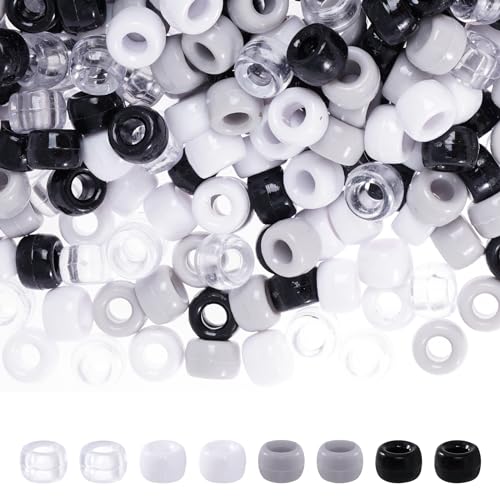 1000 Stück sortierte undurchsichtige runde Kunststoffperlen für Heimdekoration, Halsketten, Armbänder, Ohrringe, DIY Handwerk (Schwarz, Grau, Weiß, transparentes Weiß) 1000 Stück sortierte undurchsichtige runde Kunststoffperlen für Heimdekoration, Halsketten, Armbänder, Ohrringe, DIY Handwerk (Schwarz, Grau, Weiß, transparentes Weiß) von Pistha