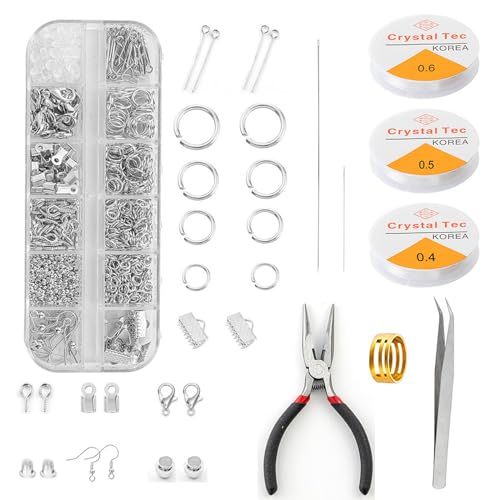 1 Set Schmuckherstellungszubehör mit Quetschperlen, Schraubösen, Ohrringhaken von Pitadue