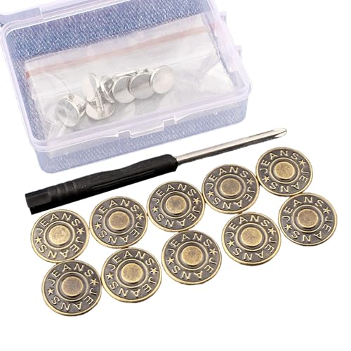 10 Stück Ersatzknöpfe 17 mm Jeansknöpfe Hosen Knöpfe Bund Knopf für schnelle Installation an Hosen von Pitadue