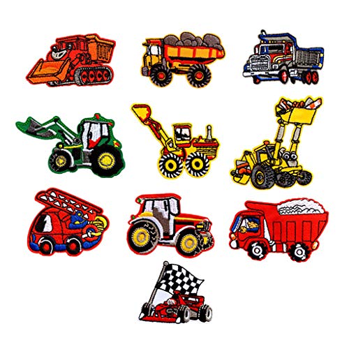 10 x Stickerei-Aufnäher für Fahrzeuge, Bagger, Stickerei von Pitadue