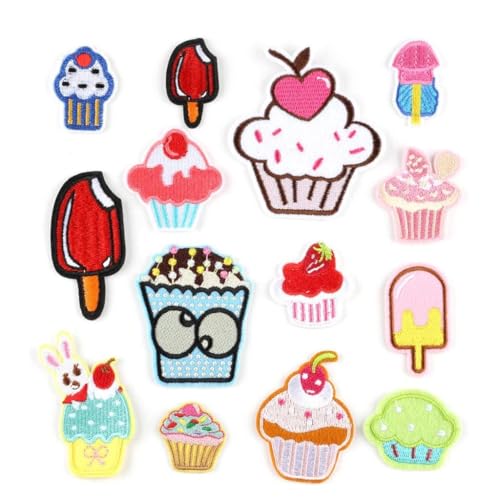 14 Stück sortierte Cartoon-Cupcake-Dessert-Aufkleber, Stoffaufnäher, zum Aufbügeln, für Kinder, bestickt, dekorative Nähapplikationen für Kleidung, Taschen, Zubehör 14 Stück sortierte Cartoon-Cupcake-Dessert-Aufkleber, Stoffaufnäher, zum Aufbügeln, für Kinder, bestickt, dekorative Nähapplikationen für Kleidung, Taschen, Zubehör von Pitadue