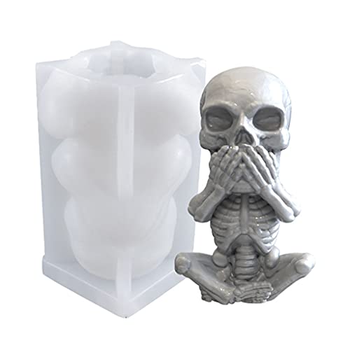 3D-Totenkopf-Epoxidharz-Form, Halloween, lustige Skelett-Modellierung, Gips, Silikon, Seife, Gießwerkzeuge von Pitadue