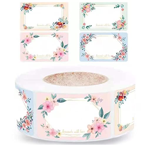 500 x selbstklebende Aufkleber, Deckel-Etiketten, Blumen, beschreibbare Aufkleber, Einmachetiketten, Aufkleber zur Aufbewahrung und Organisation von Etiketten von Pitadue