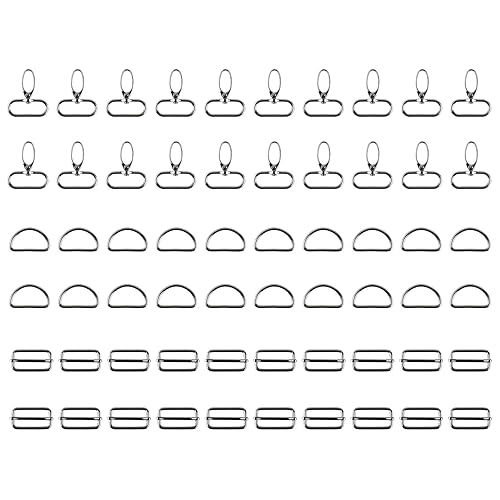 60 Stück Haken D-Ringe und Triglide Schiebeschnallen Mehrzweck-Metall-Rollschnallen Haken 60 Stück Haken D-Ringe und Triglide Schiebeschnallen Mehrzweck-Metall-Rollschnallen Haken von Pitadue